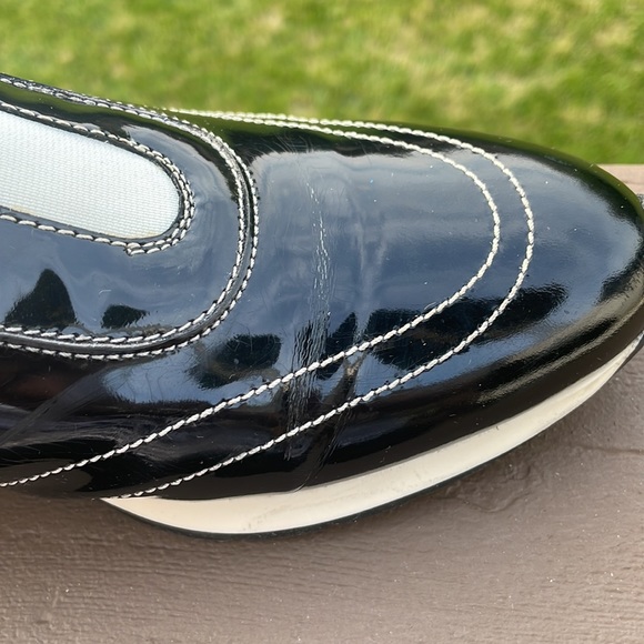 Salvatore Ferragamo Black Patent and White Leather Slip On Sneaker Shoes 10 B - Picture 16 of 16